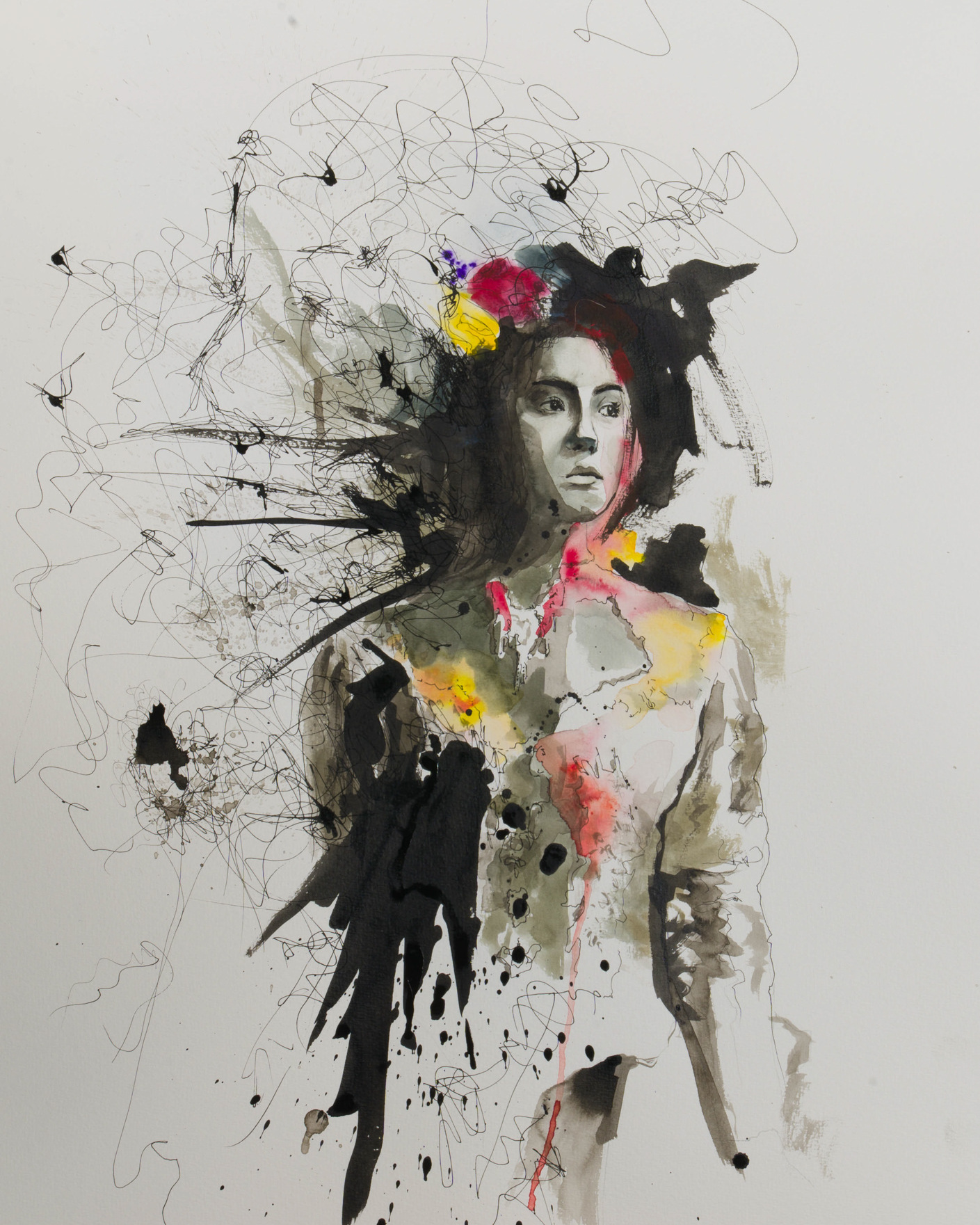 Essere Divisi 5 Original mixed media painting 'Moment of Truth' by Alex Righetto, a 17.5 x 21 inch vertical piece from the Romeo and Juliet Collection, depicting Juliet's pivotal change.