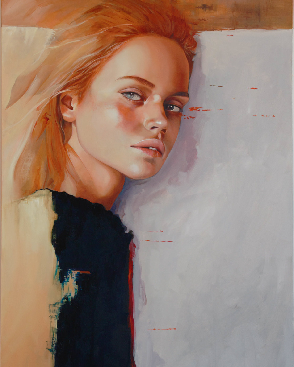 Rinascita di Venus 8 Oil painting 'Rebirth of Venus' by Alex Righetto, a 40 x 62 inch vertical canvas from the Renaissance Collection, reimagining the classic 'Birth of Venus' with modern artistic elements.