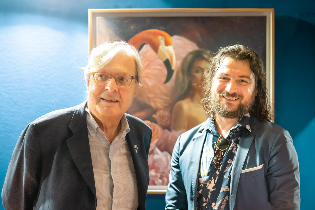 alex righetto vittorio sgarbi sanremo 2023 uai