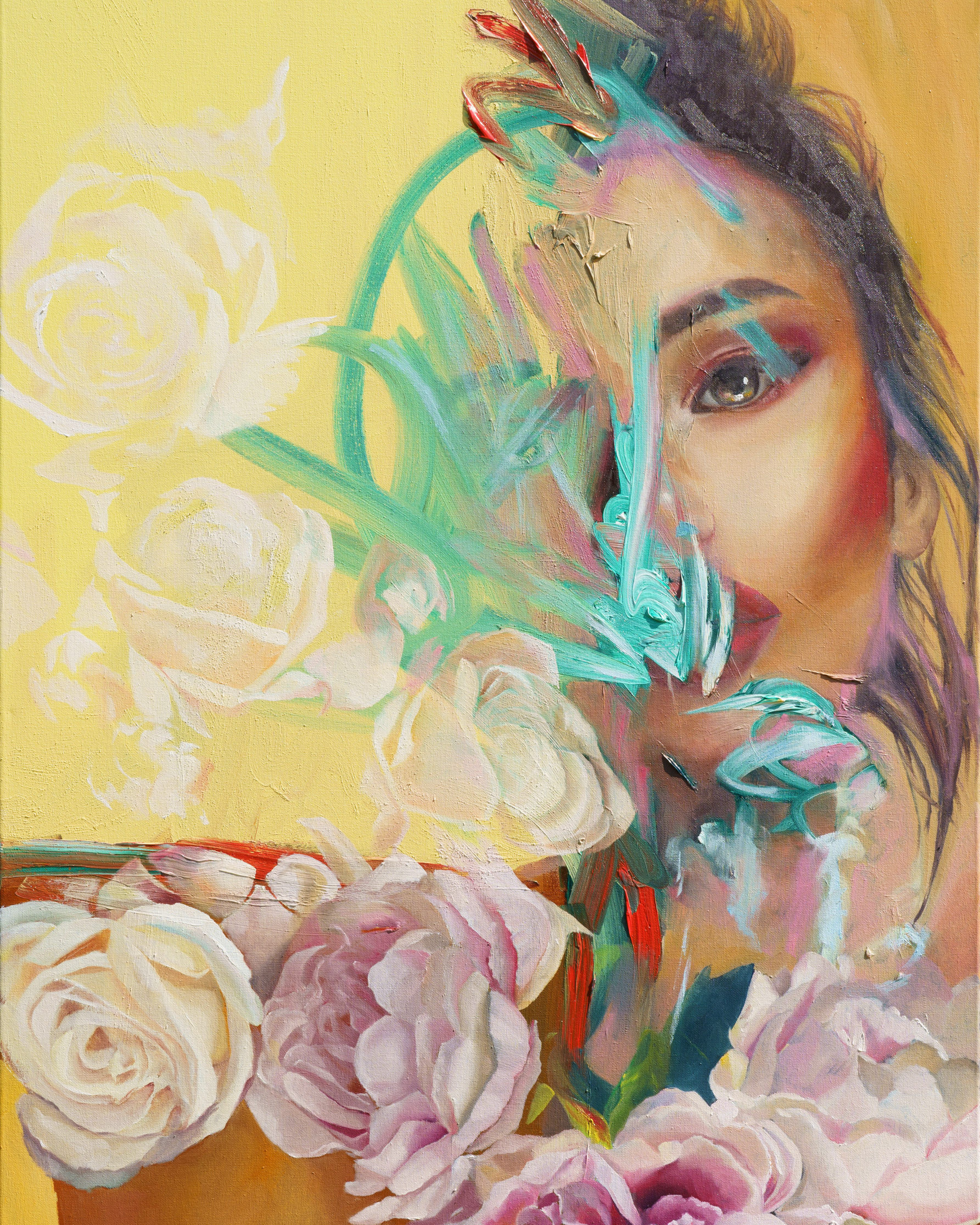 Fiorire - Ritratto Astratto - Olio su Tela 2 Quadro a olio di Alex Righetto, parte della collezione